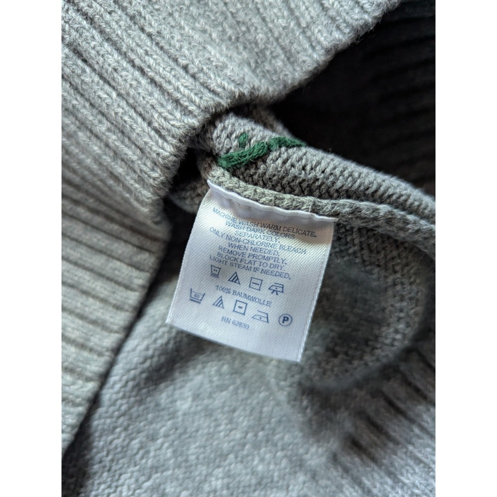 Lands End Men's Size M Argyle Sweater Grey Green Cotton Natural Preppy Golf - Picture 7 of 11